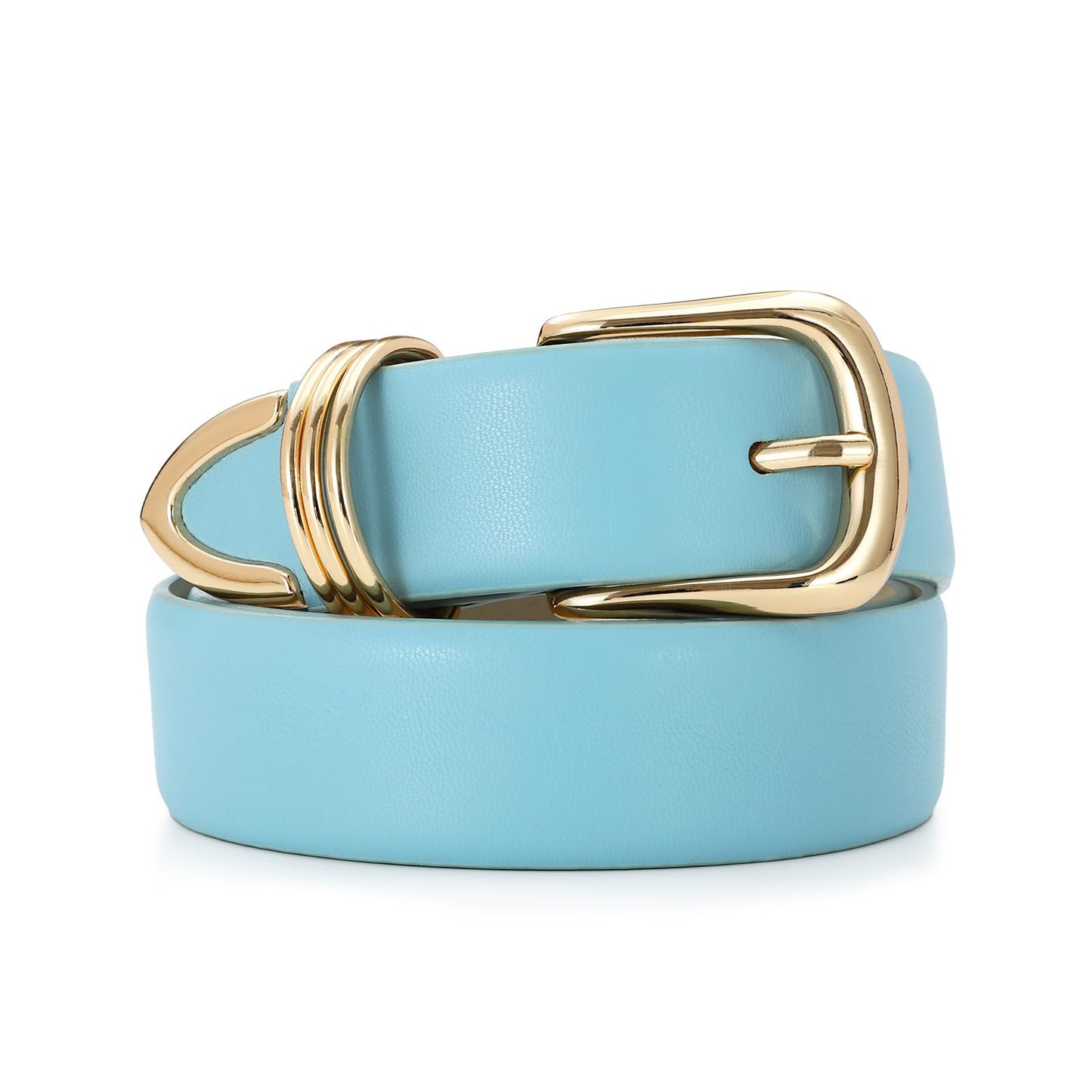 HOTRISANTRY Women's Leather Belts with Gold Buckle Fashion Leather Waist Belt Elegant Ladies Belts for Jeans Gifts for Women