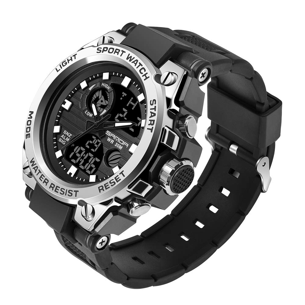 HOTKXAITO Men's Watches Sports Outdoor Waterproof Military Watch Date Multi Function Tactics LED Alarm Stopwatch