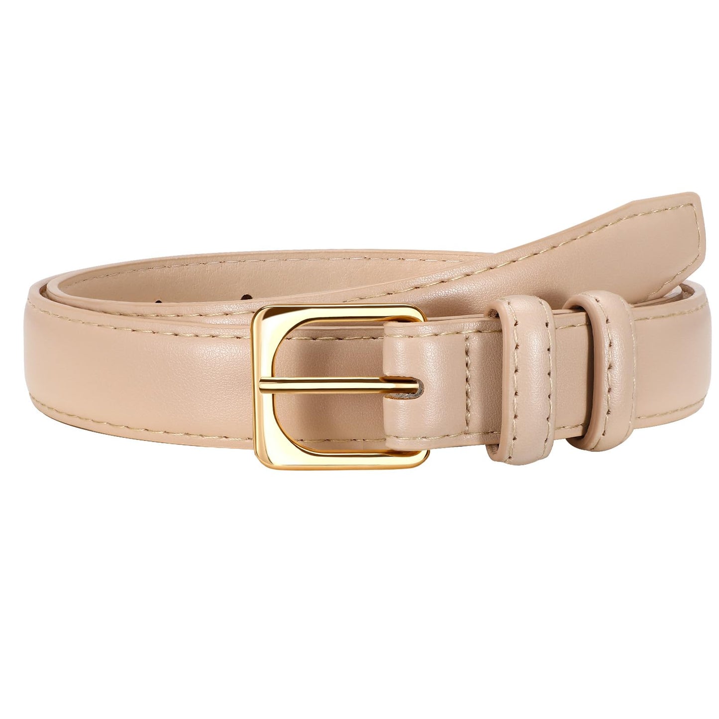 HOTVONMELLI Womens Thin Leather Belt for Jeans Pants Dress Fashion Skinny Belt with Gold Buckle for Women