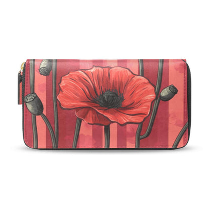 HOTWomens Long Leather Wallet Zip Around Clutch Purse Large Capacity Card Holder Organizer Pink Grid Roses