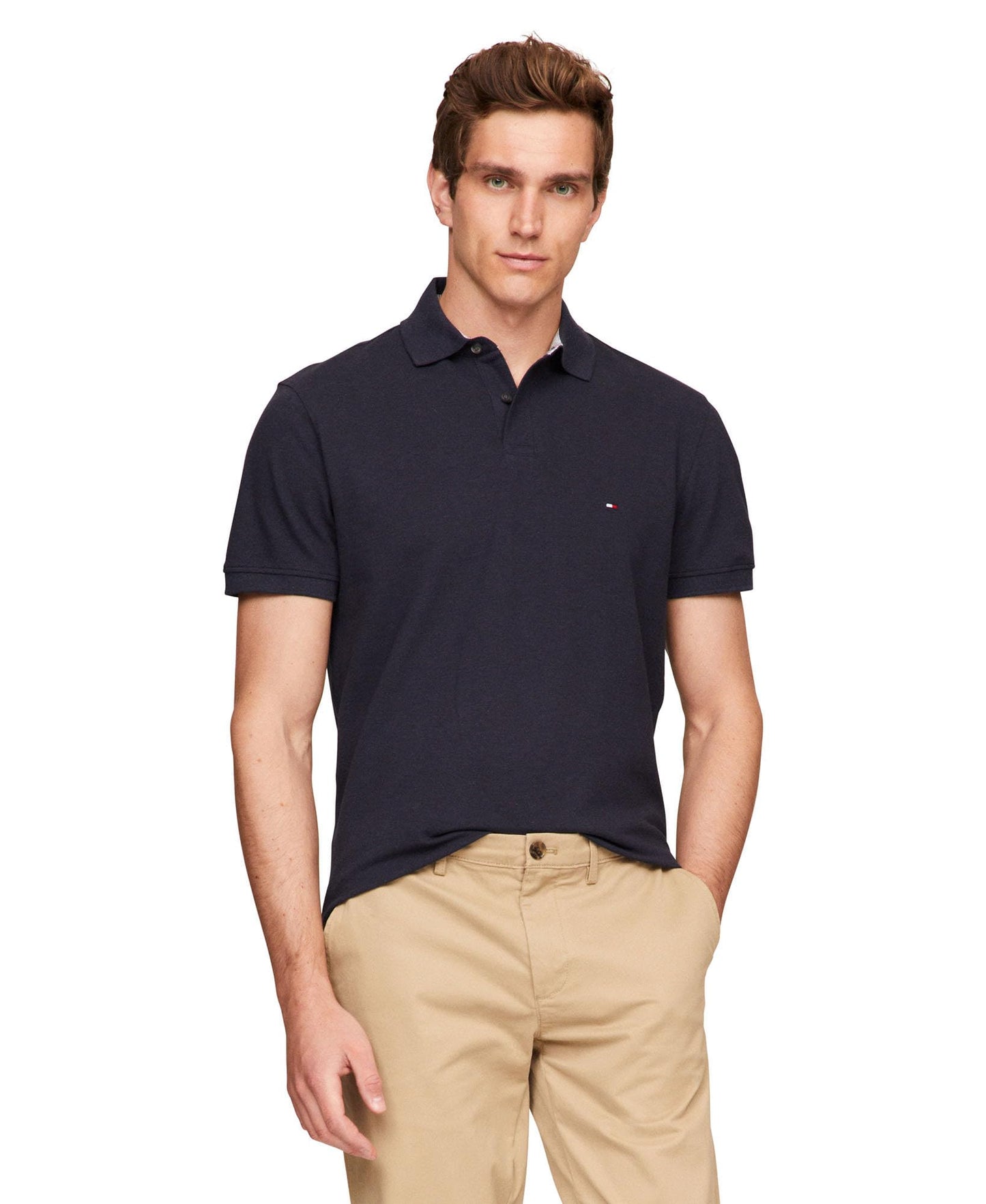 HOTTommy Hilfiger Men's Short Sleeve Polo Shirts in Classic Fit with Stretch and Organic Pique Cotton