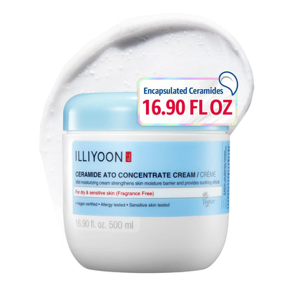 HOTIlliyoon Ceramide Ato Concentrate Cream | Moisturizer for Dry & Sensitive Skin, 100hr Lasting Hydration, For Face & Body, Gentle for Infants, Moisture Barrier Repair, Vegan Certified, 2.53 fl.oz.
