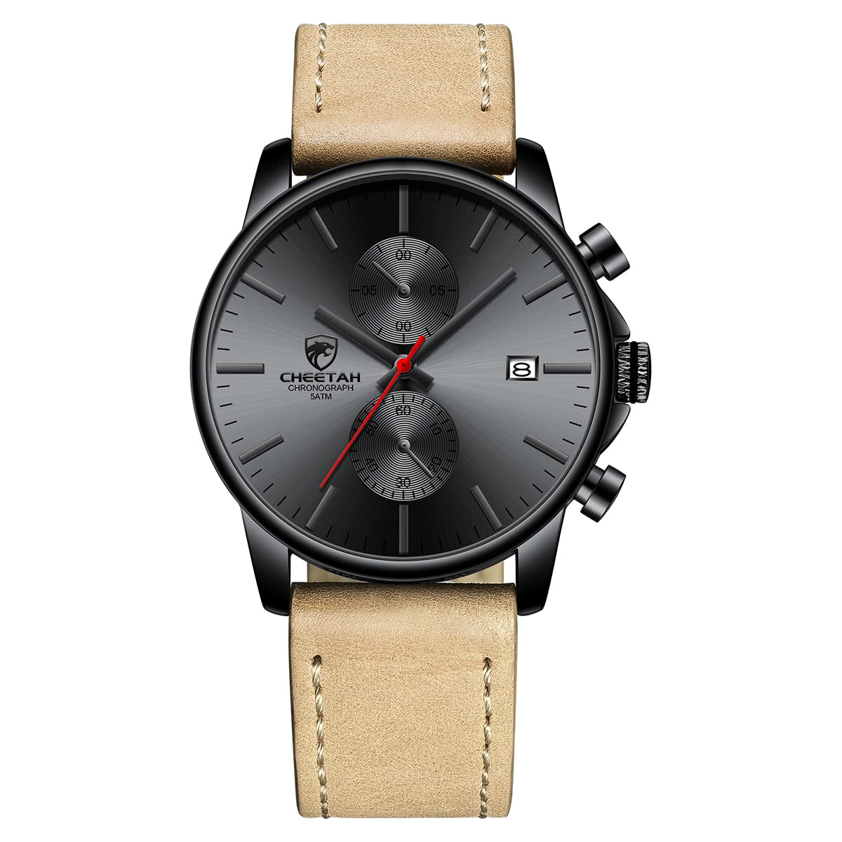 HOTGOLDEN HOUR Mens Watch Fashion Sleek Minimalist Quartz Analog Mesh Stainless Steel Waterproof Chronograph Watches for Men with Auto Date