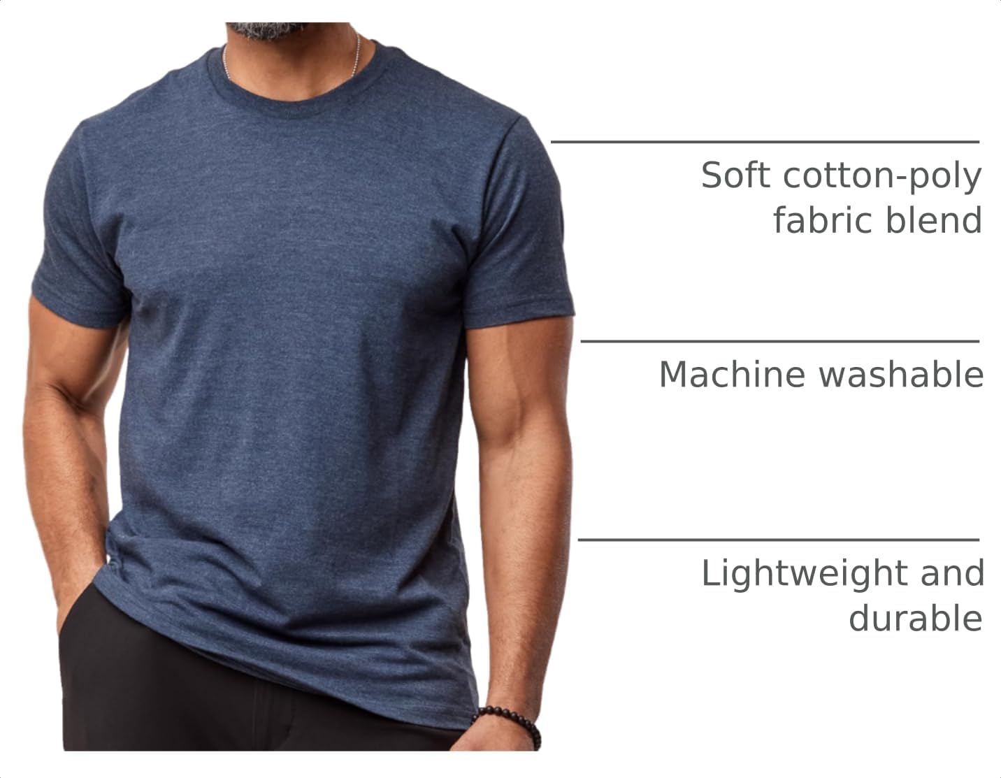 HOTFresh Clean Threads Men's Crew Neck T-Shirts – Short Sleeve, Fitted Style, Soft Cotton-Poly Blend, Tag-Free Comfort