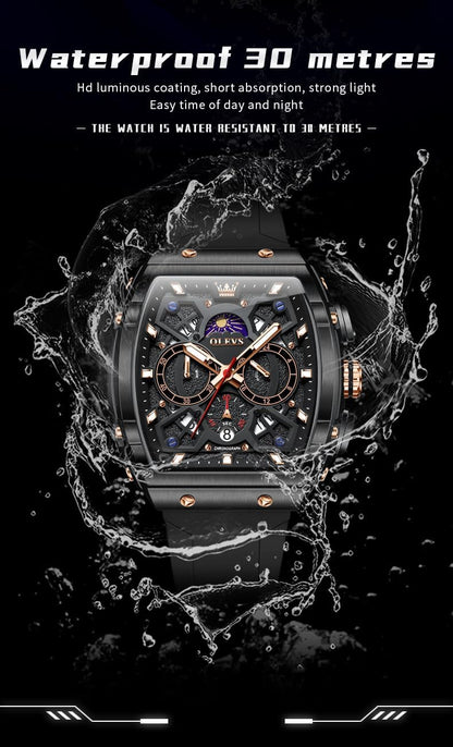 HOTOLEVS Mens Watches Stylish Chronograph Waterproof Luminous Silicon Strap Multifunction Watches for Men Business Men Wrist Watch