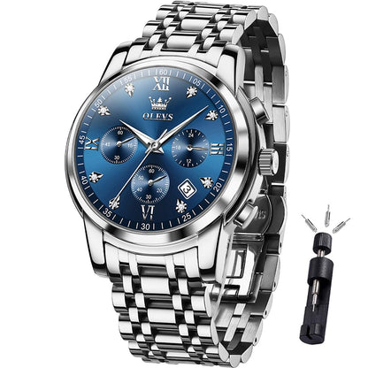 HOTOLEVS Mens Watches Luxury Waterproof Luminous Easy Read Chronograph Watches Full Gold/White Dail/Black Face with Calendar Wrist Watches