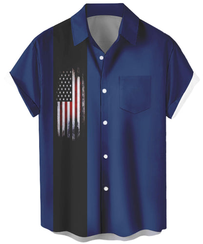 HOTWHO IN SHOP Men's 4th of July American Flag Patriotic Shirts Short Sleeve Button Up USA Memorial Day Shirts