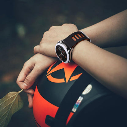 HOTWOCCI 22mm Bicolor Watch Band, Silicone Rubber, Quick Release Replacement Strap for Men and Women, Black Stainless Steel Buckle (Black-Orange)