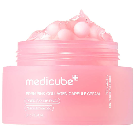 HOTmedicube Capsule Cream with Salmon DNA PDRN Pink Collagen | Lightweight Moisturizing Cream with PDRN, Niacinamide for Uneven Skin Tone and Texture, Glow hydration | Korean Skincare, 1.94 oz