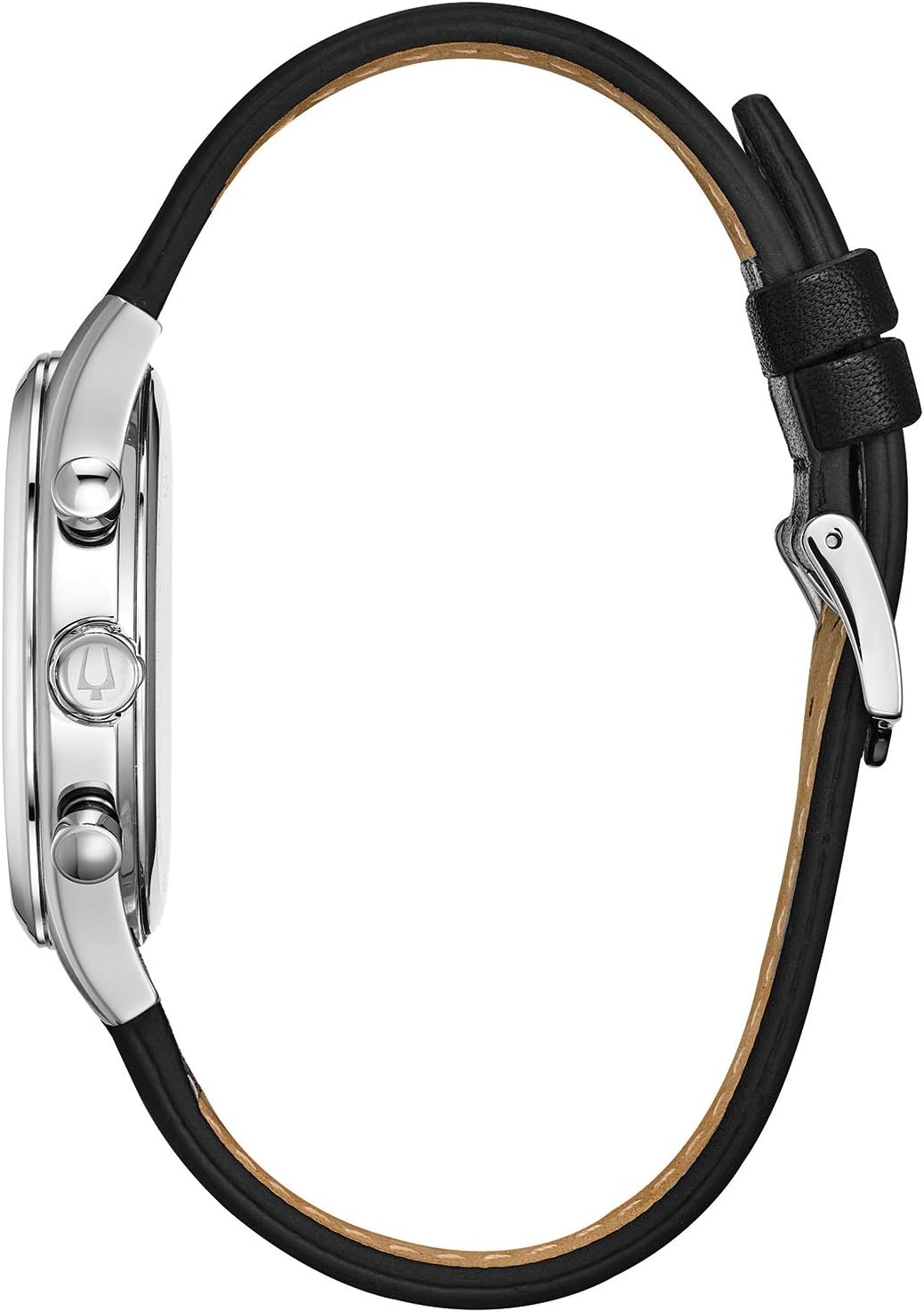 HOTBulova Men's Classic Stainless Steel 6-Hand Chronograph Quartz Leather Strap Watch with Grey Dial, Gold Accents, Arabic Markers, 41mm