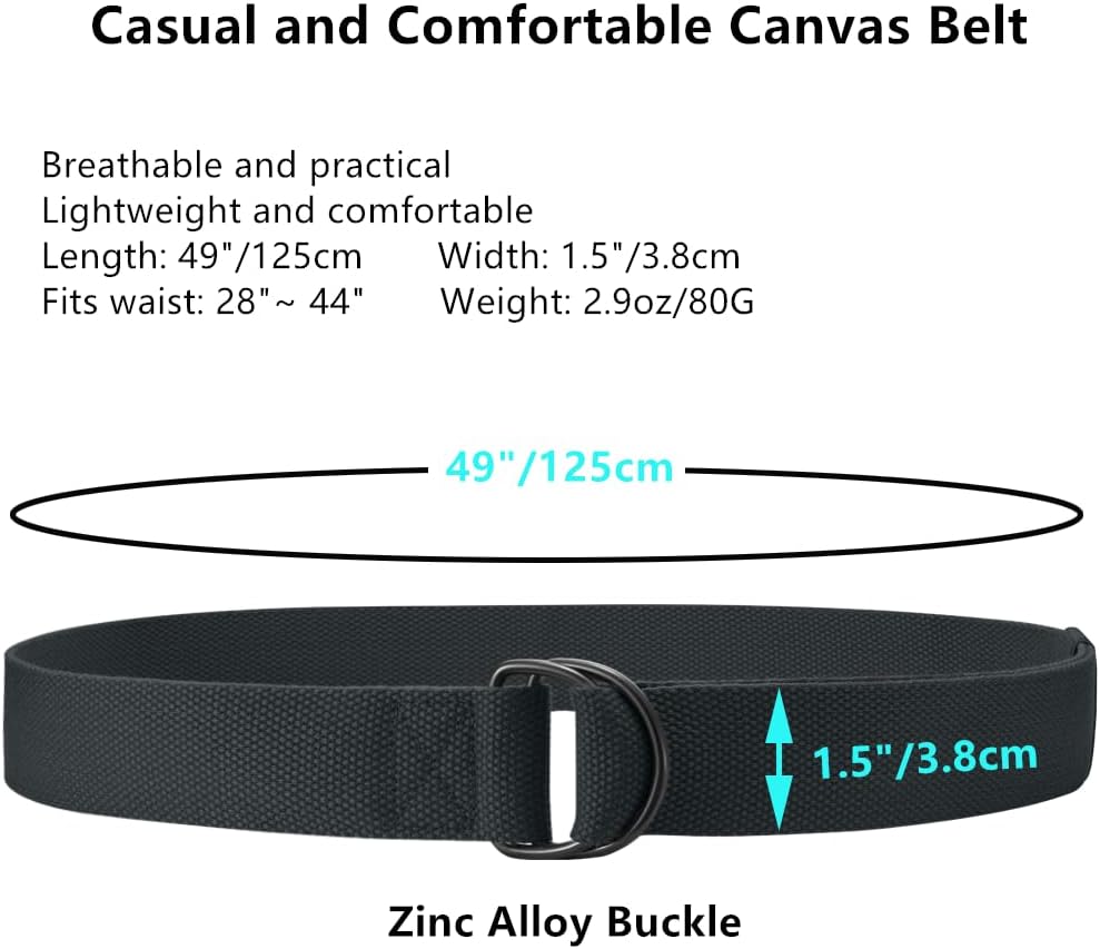 HOTGinwee 8-Packs Canvas Belt Web Fabric Casual Belt with Zinc Alloy Buckle Double D-ring for Men Women