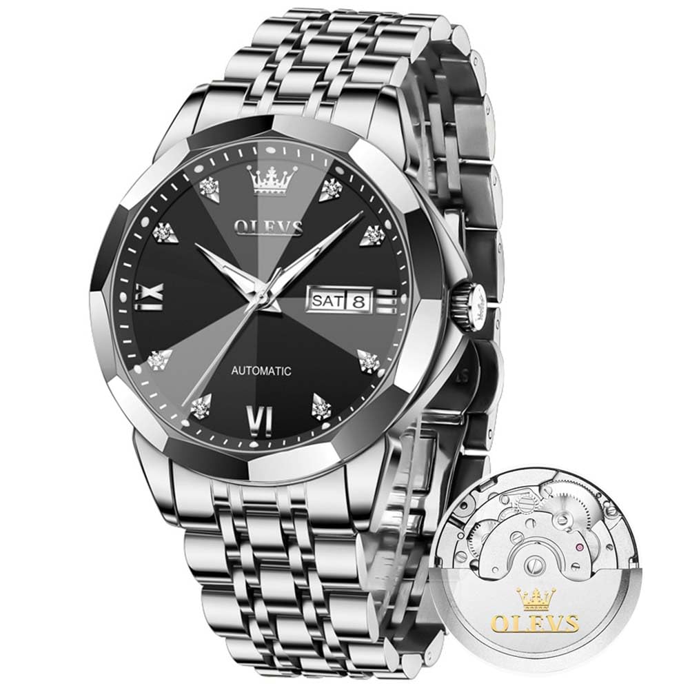 HOTOLEVS Mens Watches Luxury Business Analog Quartz Watches for Men with Stainless Steel Dress Date Waterproof Luminous Wrist Watches | Luxury Rectangle Face Tonneau Silver or Gold Stainless Steel Dress Watches for Men Roman Numerals with Black/Blue/White