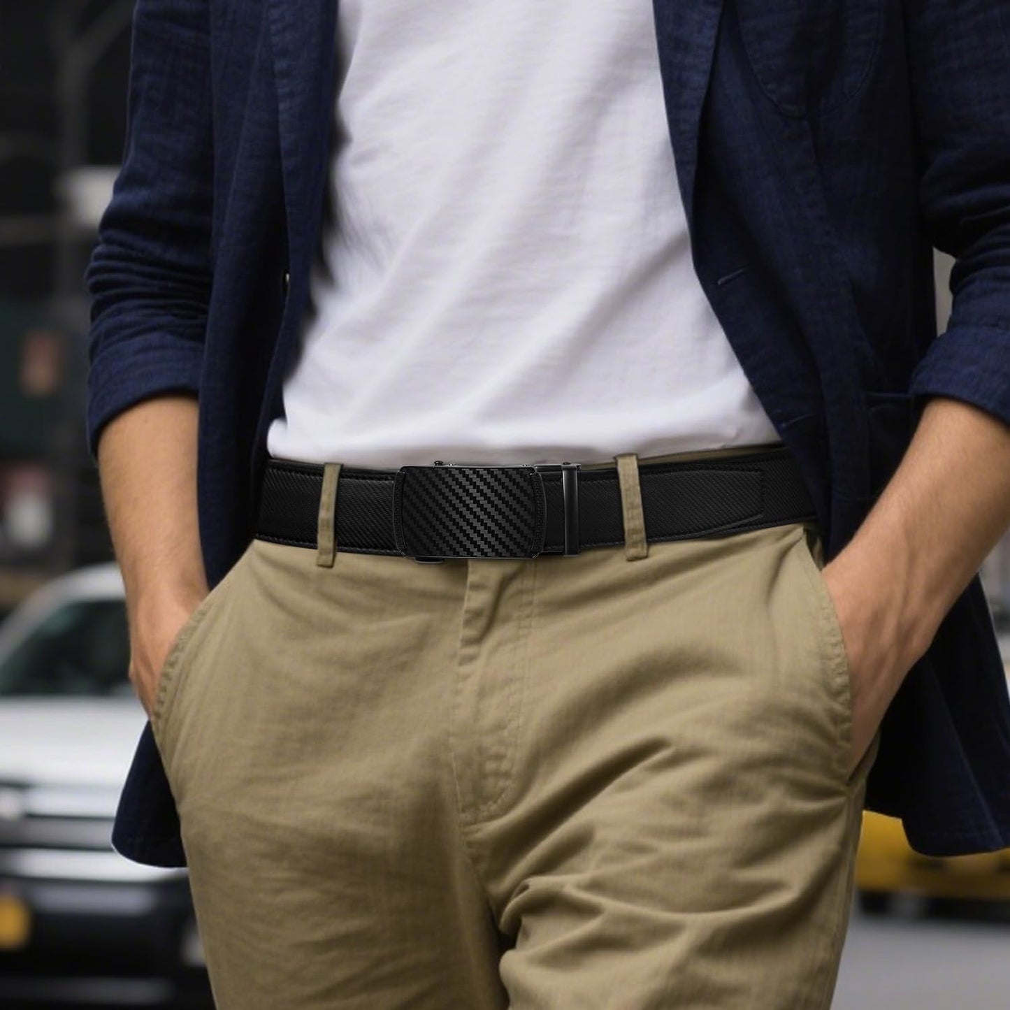 HOTZitahli Belt Men,Leather Ratchet Belt for Men Dress Casual Every Day with Adjustable Buckle,Trim to Fit For Gift