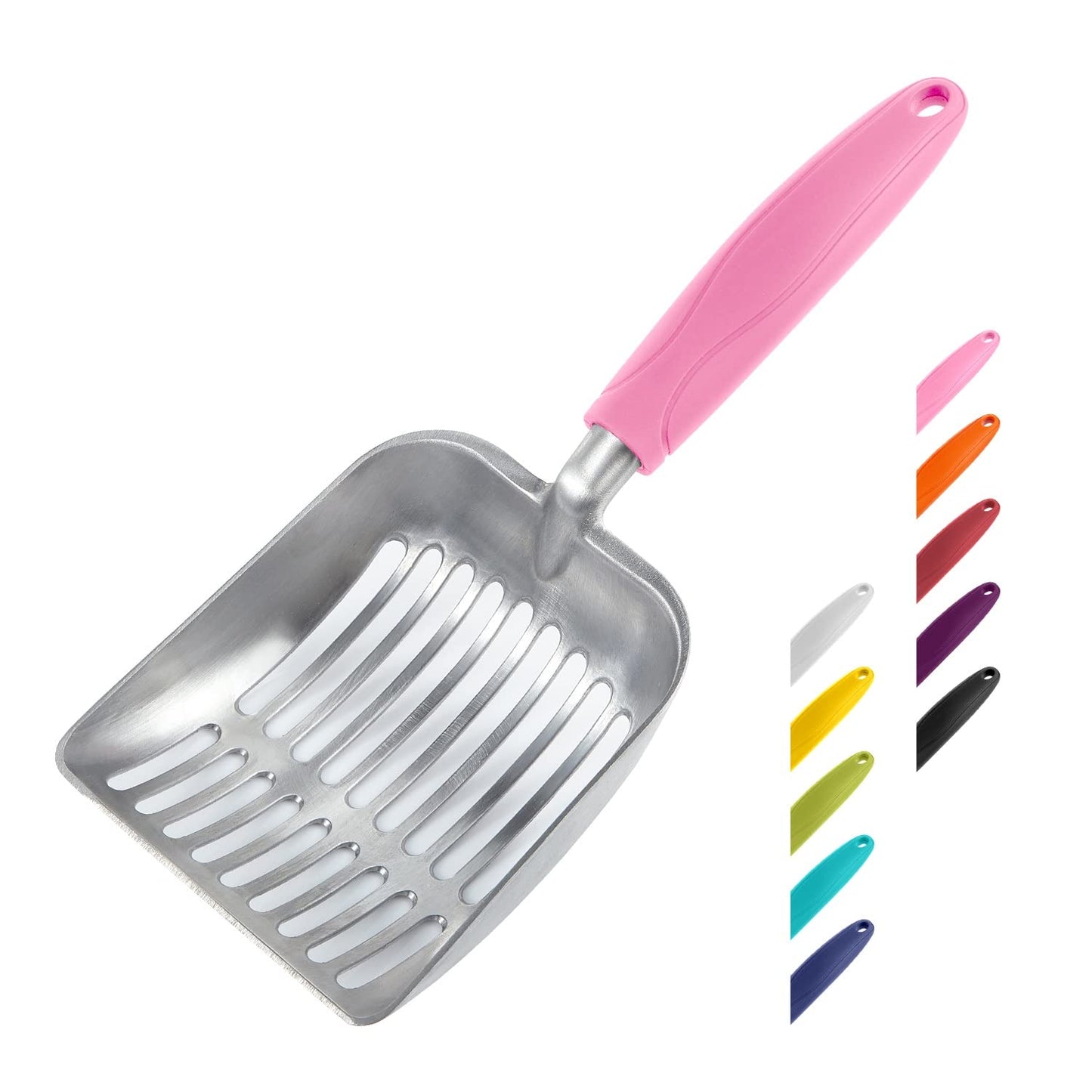 HOTWePet Cat Litter Scoop, Aluminum Alloy Sifter, Kitty Metal Scooper, Deep Shovel, Long Handle, Poop Sifting, Kitten Pooper Lifter, Durable, Heavy Duty, for Litter Box