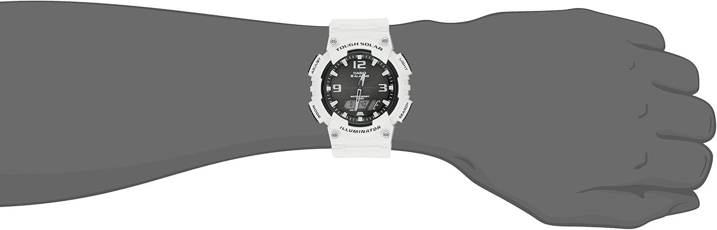 HOTCasio AQS800W Series | Analog Digital Watch | 100M WR | Solar Powered | 1/100 SEC Stop Watch | 6-Language Day of The Week Indicator | Countdown Timer | LED Light | Multi Alarm