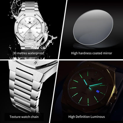 HOTOLEVS Mens Watches Octagonal Luxury Stainless Steel Dress Watches for Men Quartz Analog Large Face Luminous Relojes para Hombres
