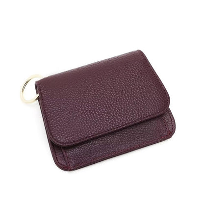 HOTMudono Small Wallet for Women RFID Blocking Genuine Leather Card Case Slim Tri-Fold Wallet with Zipper Pocket and Keychain