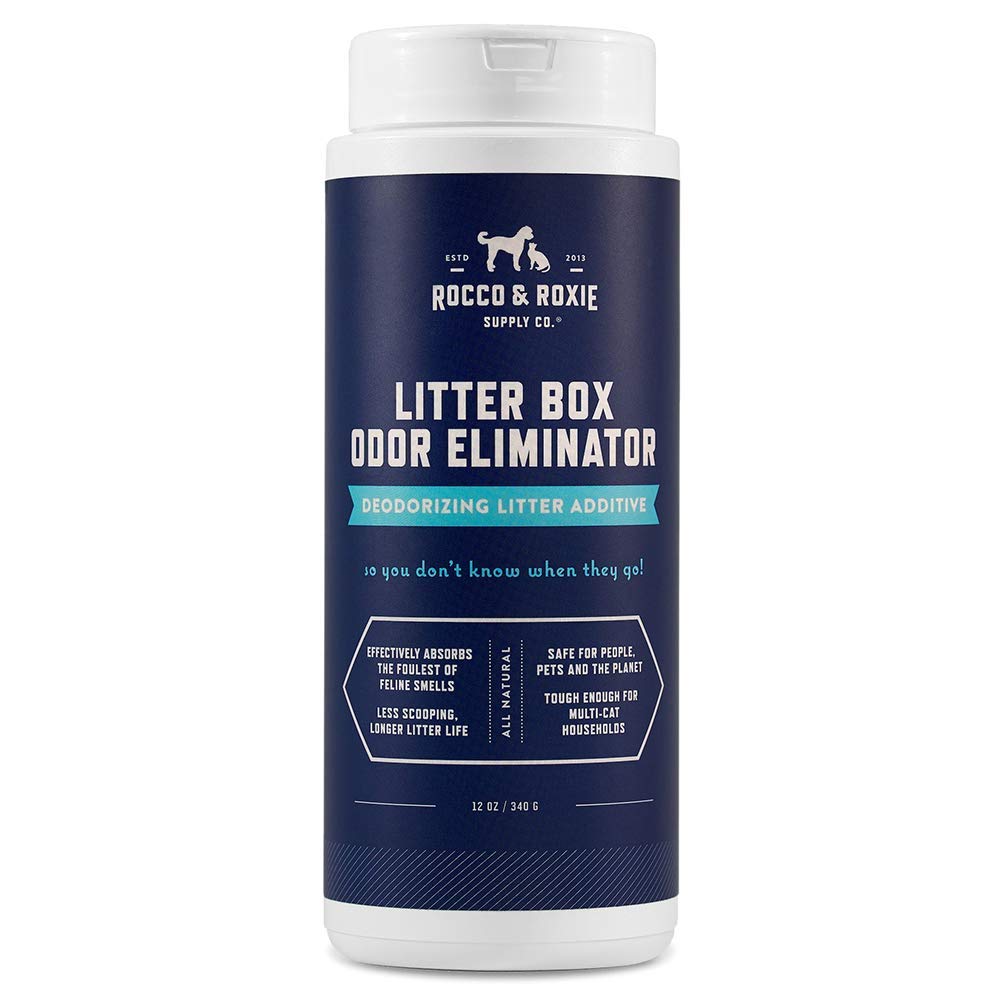 HOTRocco & Roxie Litter Box Odor Eliminator, Best Natural Urine Deodorizer, Cat Box Deodorizer, Smell Control, Odor Absorber, Safe for Kitty, 12 oz