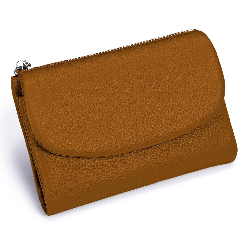 HOTLECDOA Unisex Pebble Leather Wallet, Short Genuine Leather Coin and Card Wallet, Small Wallets for Women, Suitable for Coins and Cards (#15)