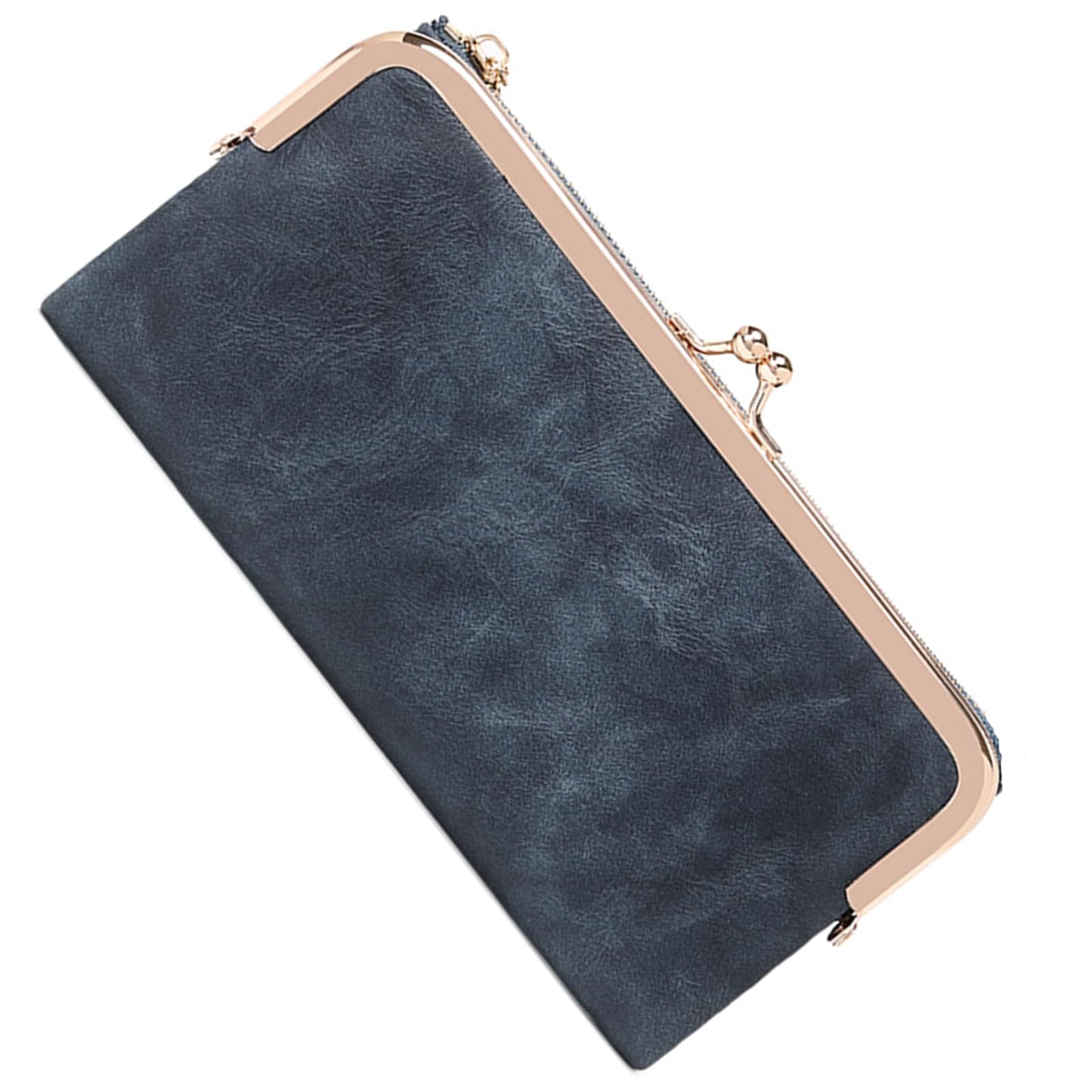 HOTVintage Wallets for Women Large Bifold Kiss Lock Wallet for Women Leather Zip Clutch Coin Purse