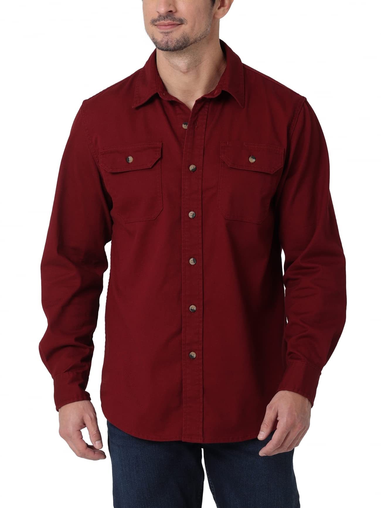 HOTWrangler Authentics Men's Long Sleeve Classic Woven Shirt