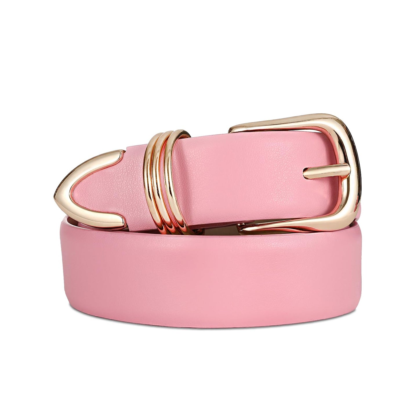 HOTRISANTRY Women's Leather Belts with Gold Buckle Fashion Leather Waist Belt Elegant Ladies Belts for Jeans Gifts for Women