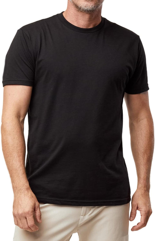 HOTFresh Clean Threads Men's Crew Neck T-Shirts – Short Sleeve, Fitted Style, Soft Cotton-Poly Blend, Tag-Free Comfort