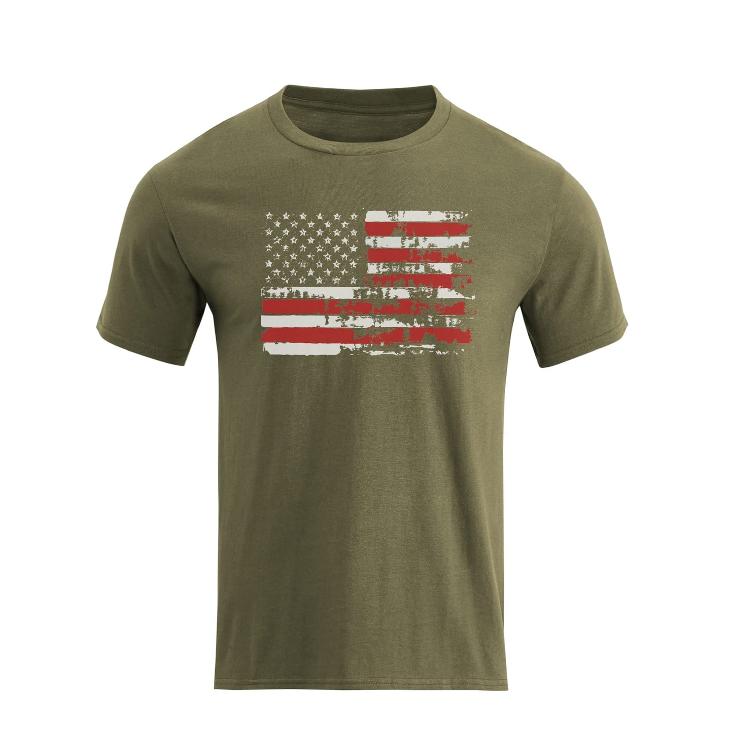 HOTH HYFOL Men's Graphic T-Shirts USA Flag Cotton Short Sleeve American Patriotic Crewneck Casual Regular Tee Shirts