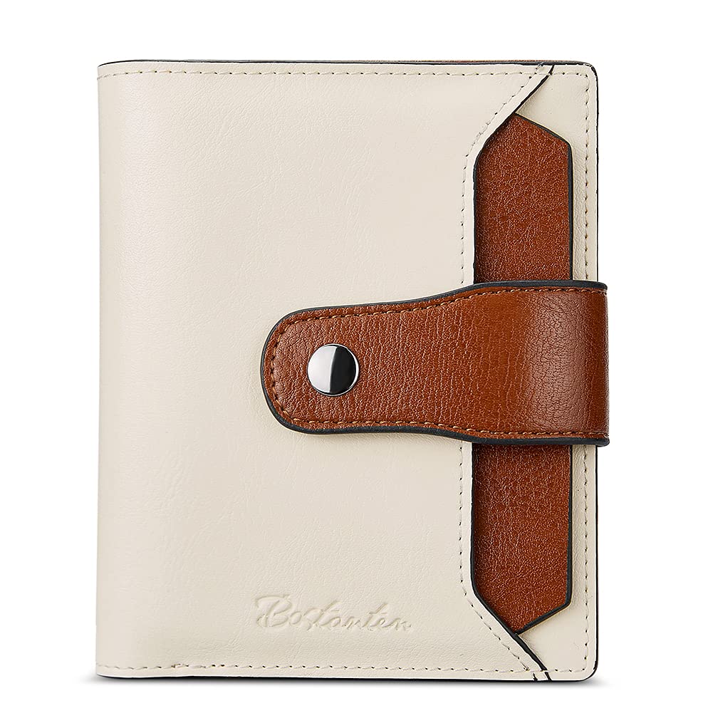 HOTBOSTANTEN Women Leather Wallet RFID Blocking Bifold Zipper Pocket Wallet Card Case Purse with ID Window