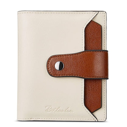 HOTBOSTANTEN Women Leather Wallet RFID Blocking Bifold Zipper Pocket Wallet Card Case Purse with ID Window