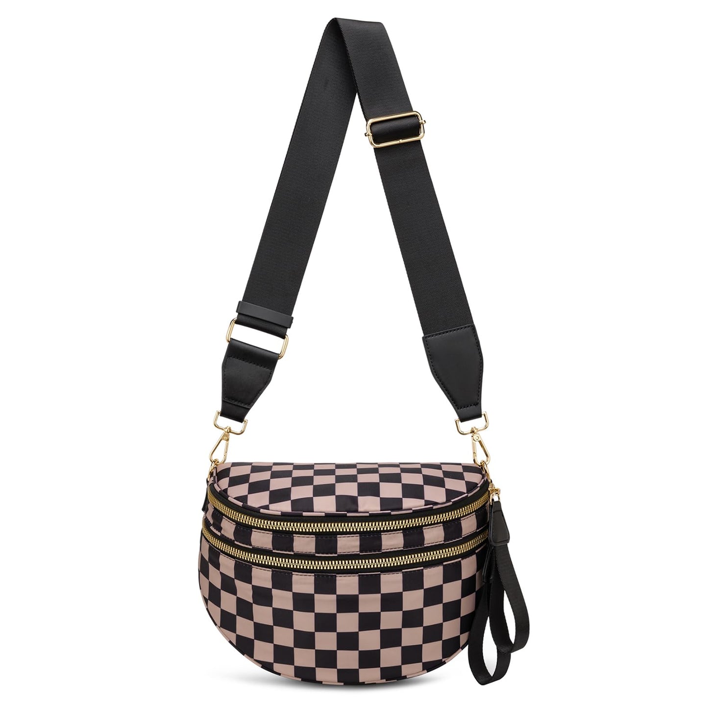 HOTPure Colour Crossbody Bum Bags for Women Spacious Checkered Cross body Bag Nylon Trendy Fanny Pack for Travel