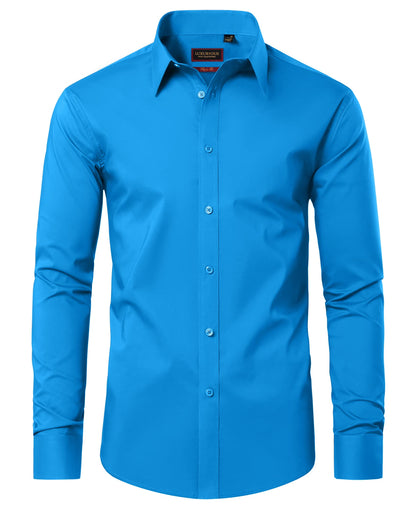 HOTLion Nardo Cotton Mens Dress Shirts Long Sleeve Wrinkle Free Business Casual Button Down Shirts Formal Shirts Big and Tall