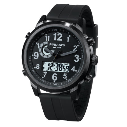 HOTPINDOWS Mens Digital Analog Watches, Multifunction Sport Casual | Dual time display, bright night backlight, daily alarm, precision stopwatch, and splash-proof construction