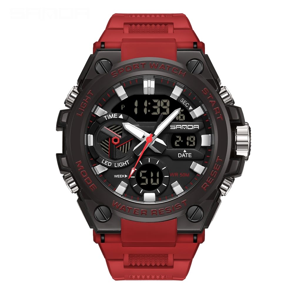 HOTAIMES Mens Watches Sports Outdoor Waterproof Military Watch for Men Tactical Watch Analog Digital Date Alarm Stopwatch Multi-Function Tactics Big Face Wristwatch for Men