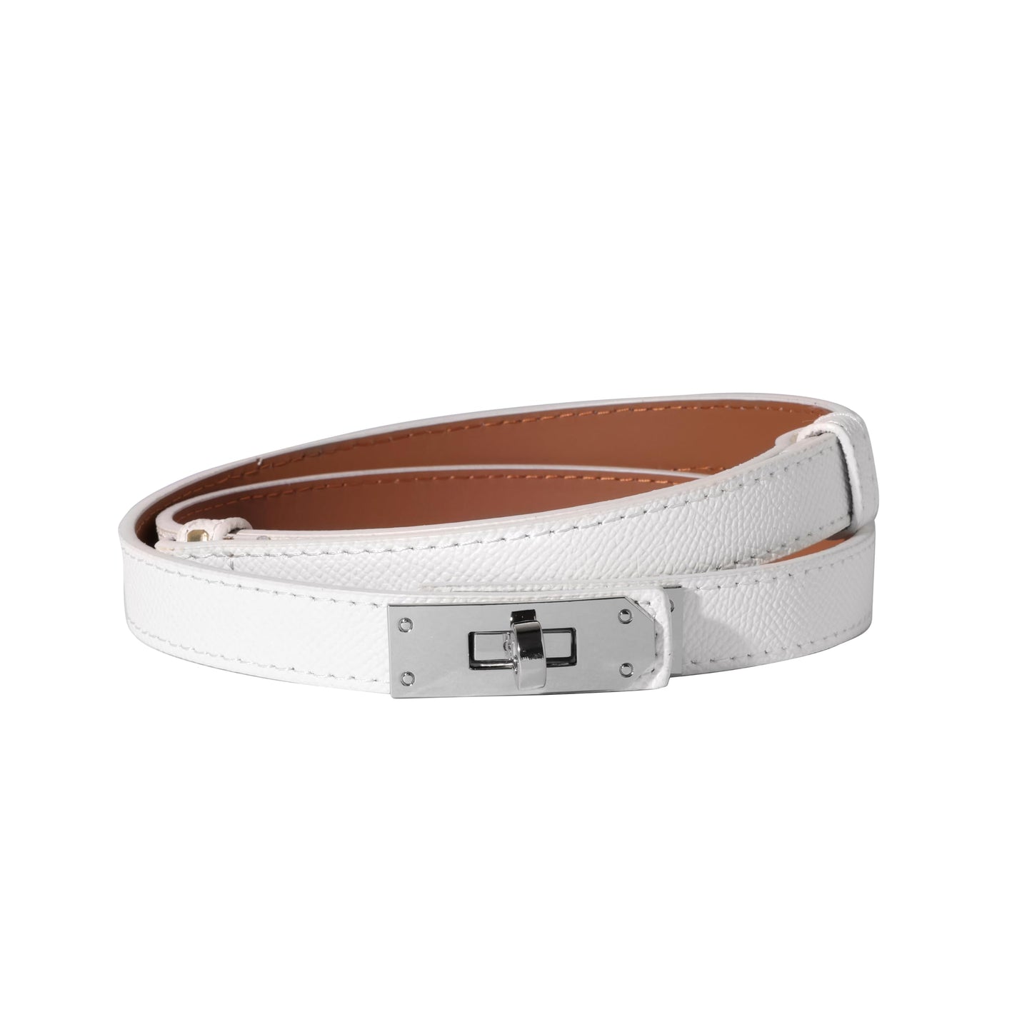 HOTOvekaut Women Skinny Leather Belt Solid Color Alloy Turn Lock Adjustable Waistband for Dresses Jeans Coats