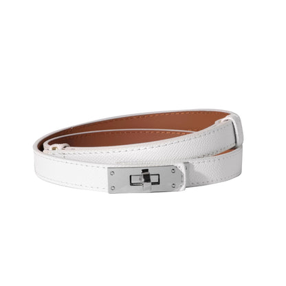 HOTOvekaut Women Skinny Leather Belt Solid Color Alloy Turn Lock Adjustable Waistband for Dresses Jeans Coats