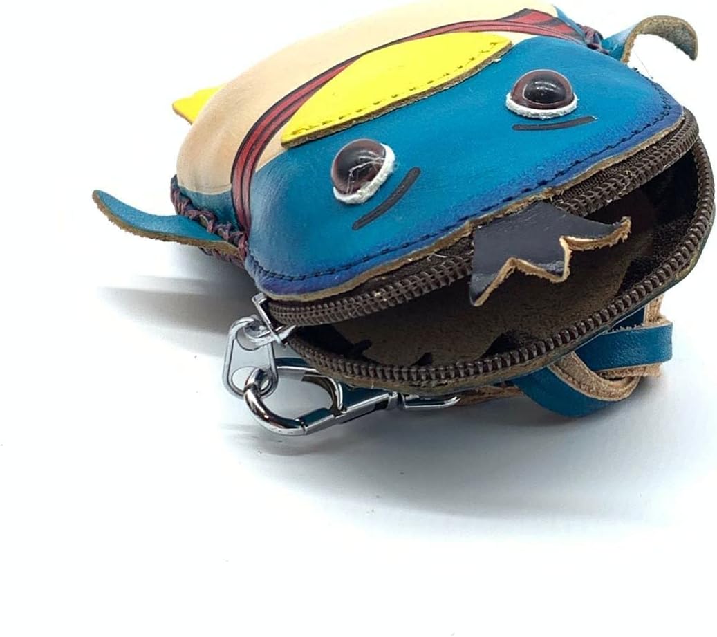 HOTHandmade Vintage Genuine Leather 3D Animal Penguin Coin Purse with Removable wrist strap