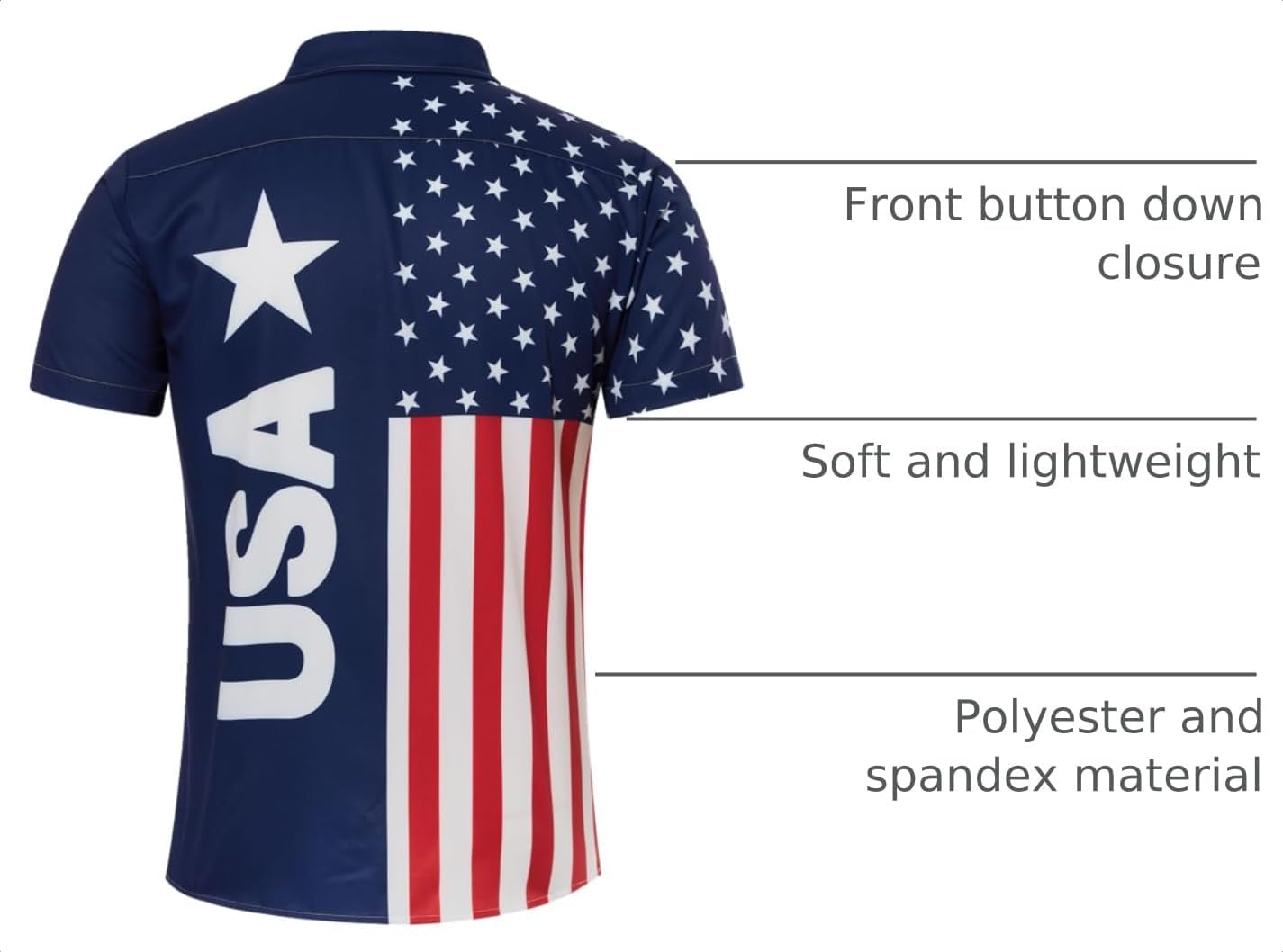 HOTuideazone Mens 4th of July American Flag Patriotic Shirt M-XXL | USA Short Sleeve Button Up Shirt for Independence Day, Memorial Days, Flag Day, 4th of July Parties, Beach Trips and Daily