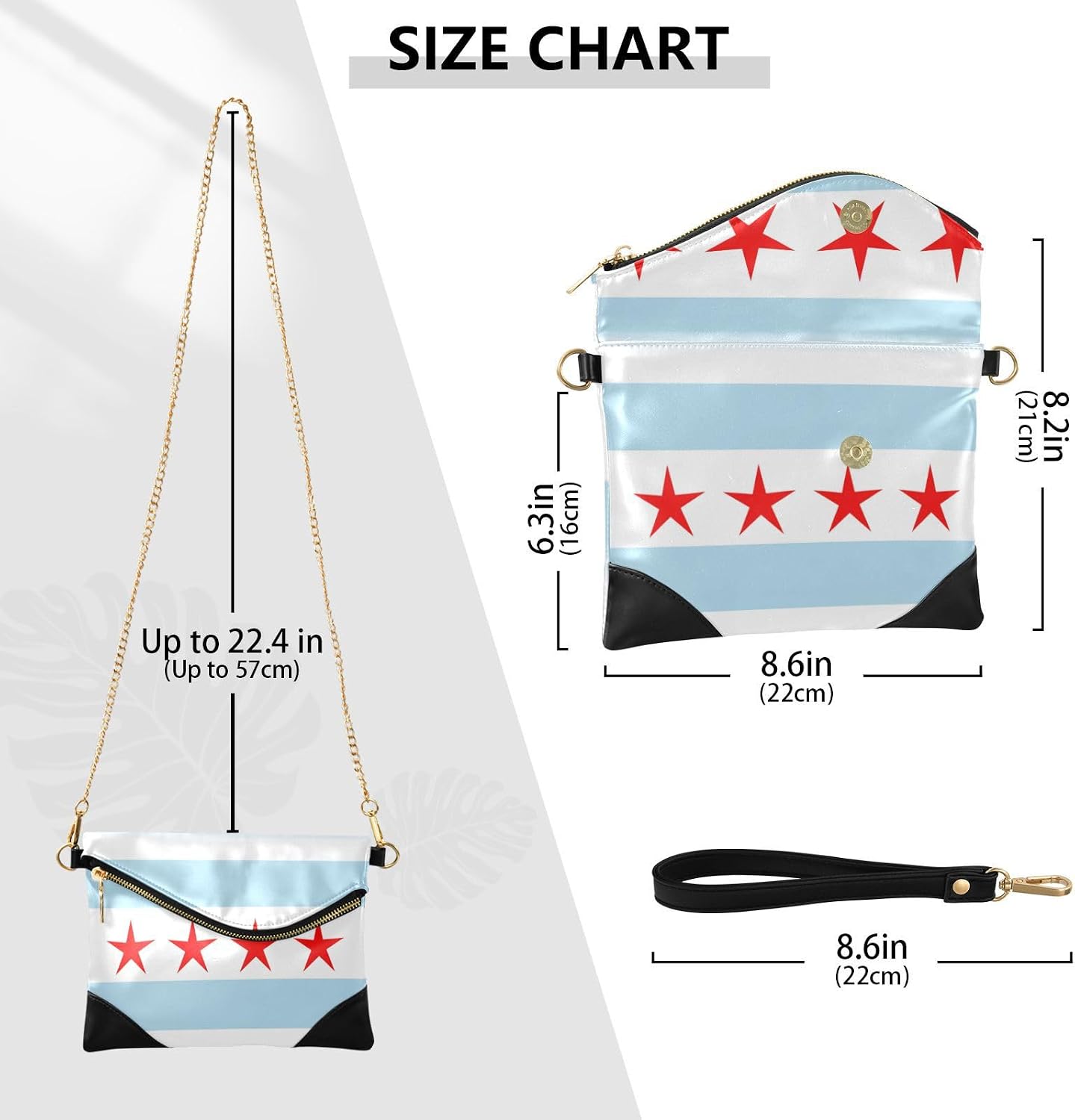 HOTPU Leather Clutch Purses for Women Casual Change Purse Key Holder for Wedding Flag Of Chicago