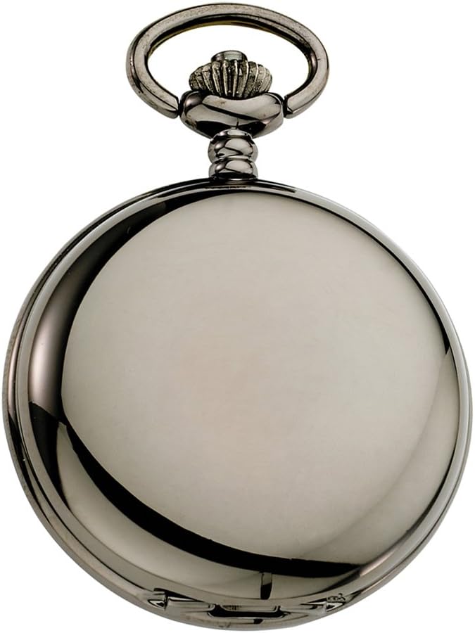 HOTGotham Men's Gunmetal Railroad Polished Finish Covered Quartz Pocket Watch # GWC15044B