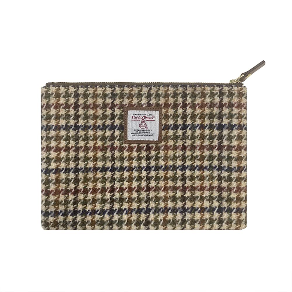 HOTHarris Tweed Coin Purse Handmade Lipstick Bag Vintage British Portable Credit Card ID Wallet with YKK Zipper for Women men (Mint Green, Large)