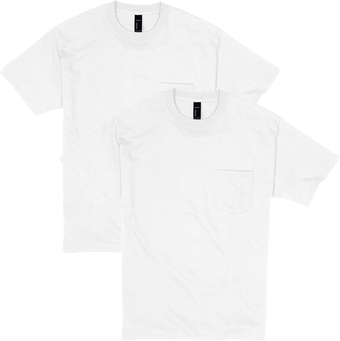 HOTHanes Men's Beefy-t Pocket, Heavyweight Cotton Pocket Tee for Men, Full-Cut T-Shirt, 1 Or 2 Pack
