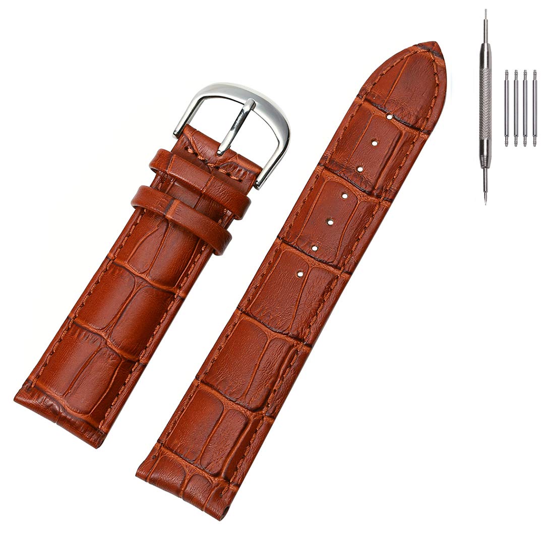 HOTEACHE Croco Design Leather Watch Bands, Classical Leather Watch Straps For Women&Mens Waterproof 12mm 14mm 16mm 18mm 19mm 20mm 22mm