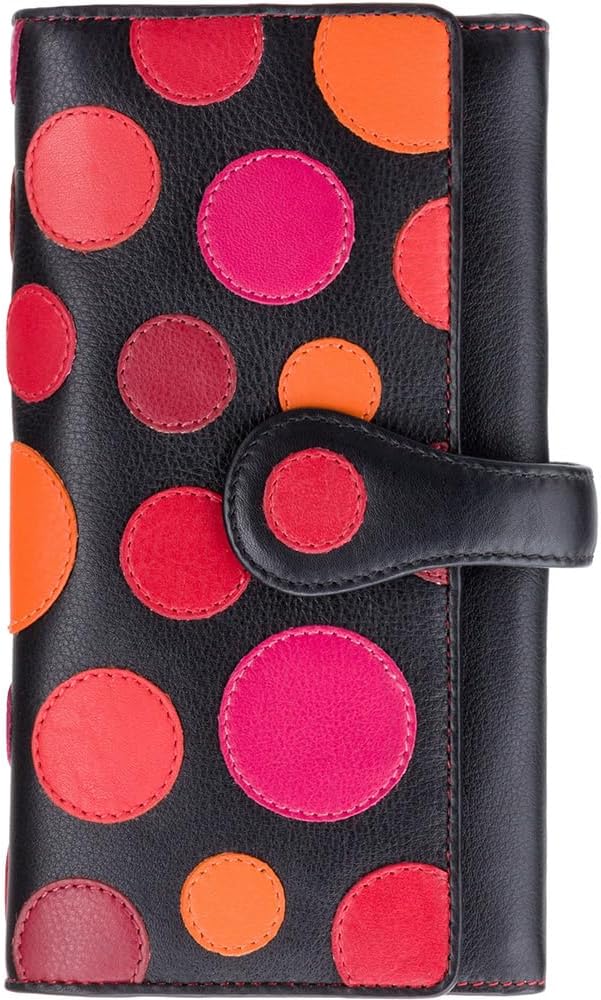 HOTVisconti P2 Neptune Soft Womans' Leather Wallet/Purse with Polka Dots (Very Berry)