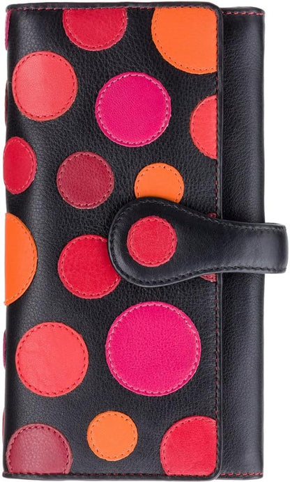 HOTVisconti P2 Neptune Soft Womans' Leather Wallet/Purse with Polka Dots (Very Berry)