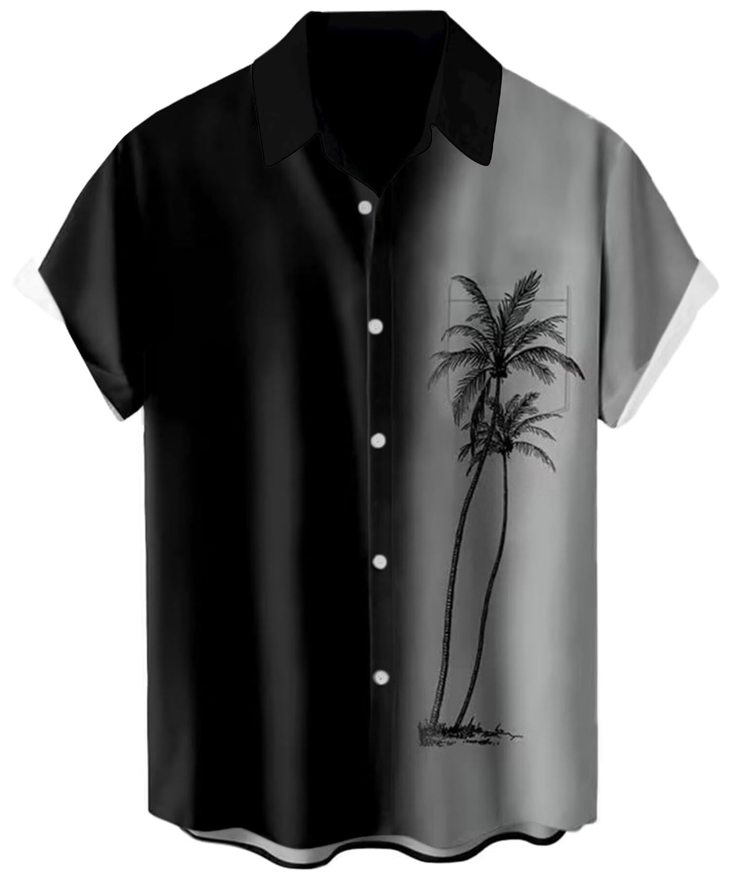 HOTMen's Short Sleeve Button Up Hawaiian Shirt 1950s Vintage Bowling Shirts