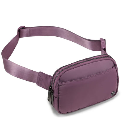 HOTPander Everywhere Belt Bag for Women, 5 Zipper Pockets Nylon Crossbody Fanny Pack Purse (White Opal)