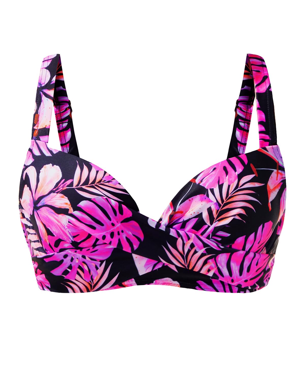 HOTWomen Underwire Bikini Top - Bra Padded Push Up Swimsuit Top | Twist Front Design, Wide Adjustable Straps,Unremovable Cups for Fixed Lift,Full Lining,3-gear Adjustable Hook Closure