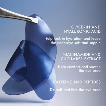 HOTSummer Fridays Jet Lag Hydrating Eye Patches - De-puffing Hydrogel Under Eye Masks with Hyaluronic Acid, Caffeine + Peptides - Soothing + Refreshing At-Home + Travel Skin Care (6 Pairs)