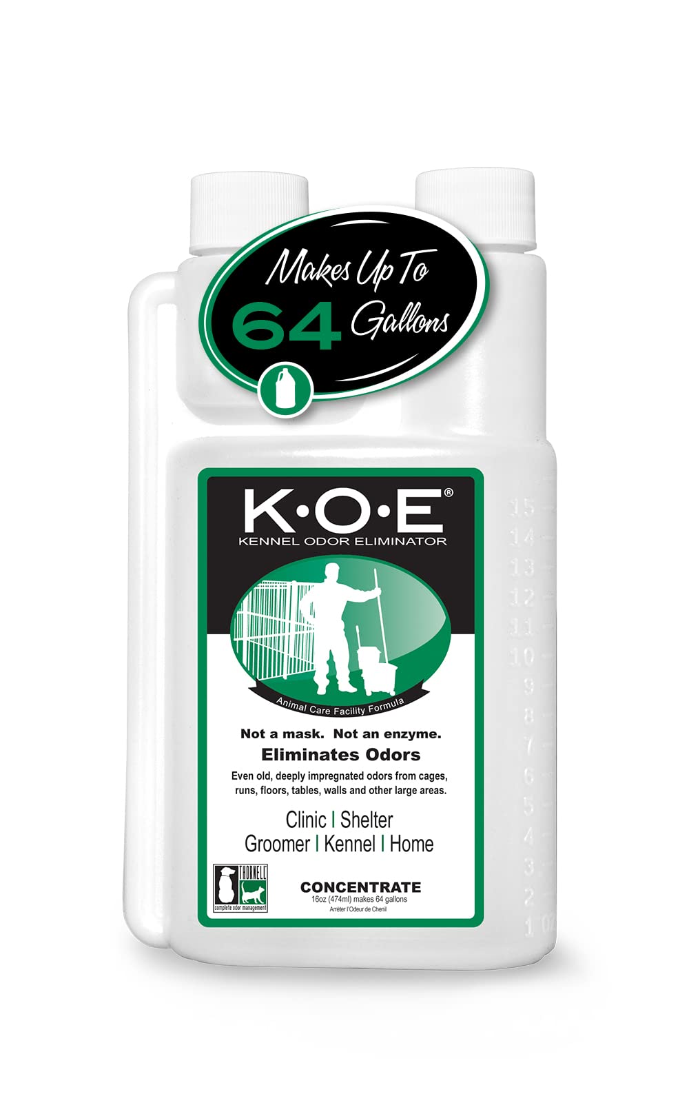 HOTOdorcide K.O.E Kennel Odor Eliminator Concentrate, Fresh Scent, 16 oz - Non-Enzymatic Formula for Cages, Runs, Home and Kennel Use